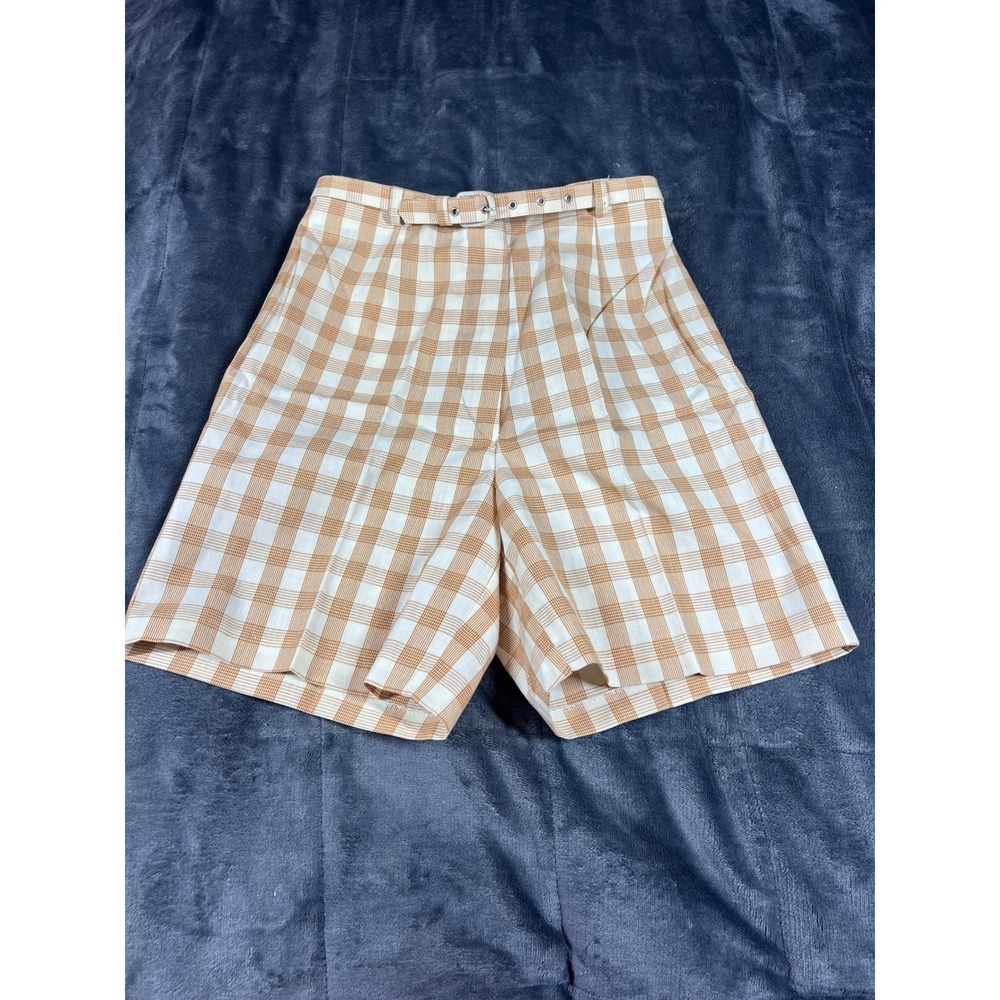 Carol Brent Plaid‎ Shorts High Waist Belted Vintage 60s 70s Size 12